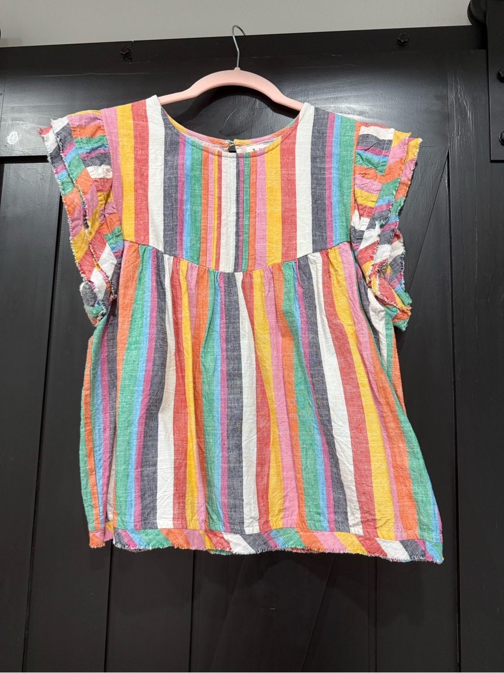 THML Multicolor Stripe Flutter Sleeve Top